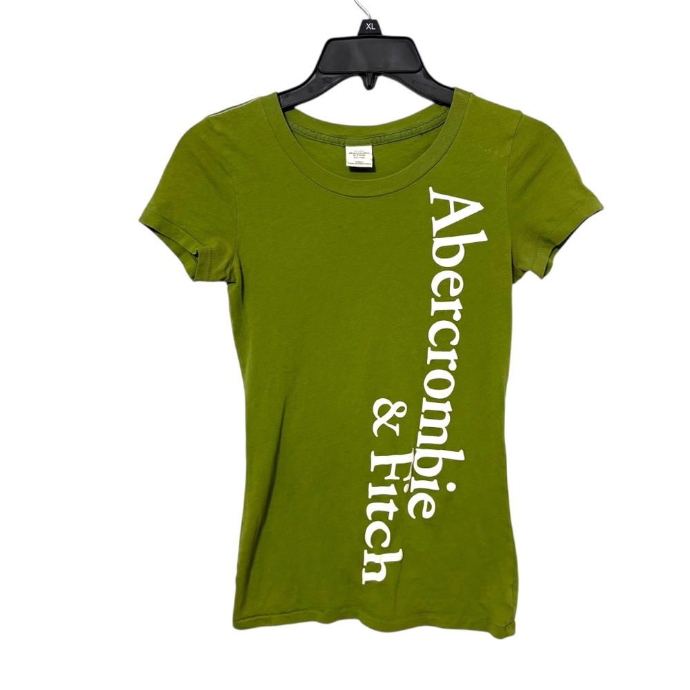 Vintage Y2K Size Small Abercrombie & Fitch Green White Graphic Tee Shirt Preppy